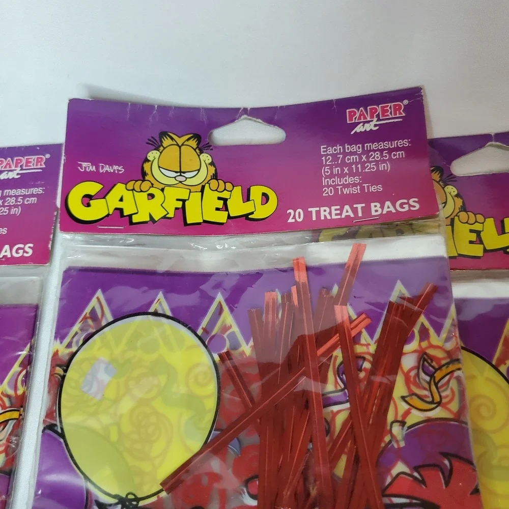 Vintage‎ 1998 Garfield Cat Party Supplies Goody Treat Bags  Lot Of 3